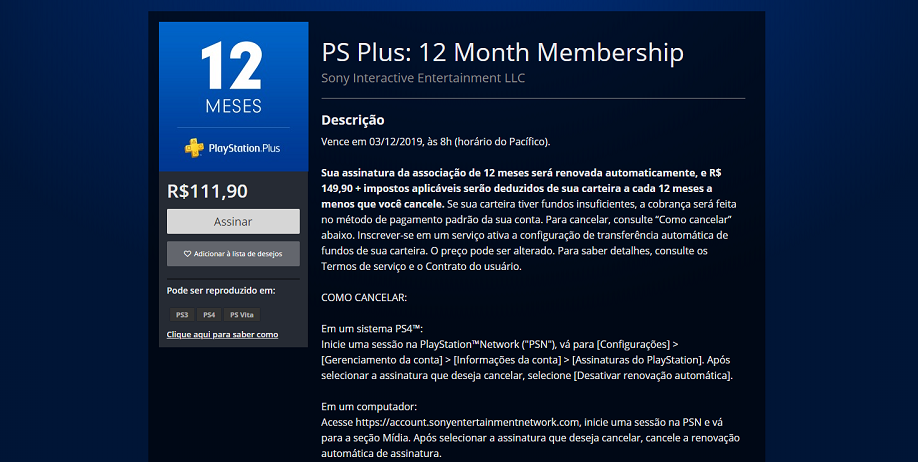 PS4: Assinatura anual da PS Plus está com 25% de desconto