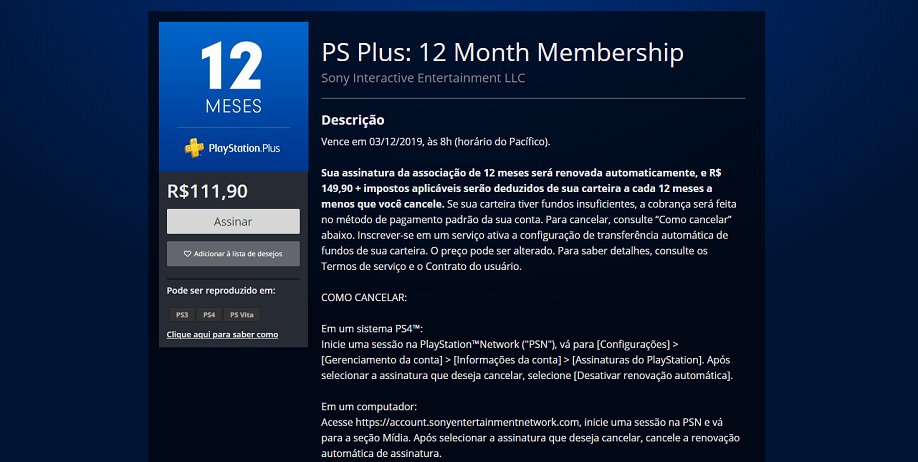 Subscrição de 12 meses do Playstation Plus alia-se à Black Friday