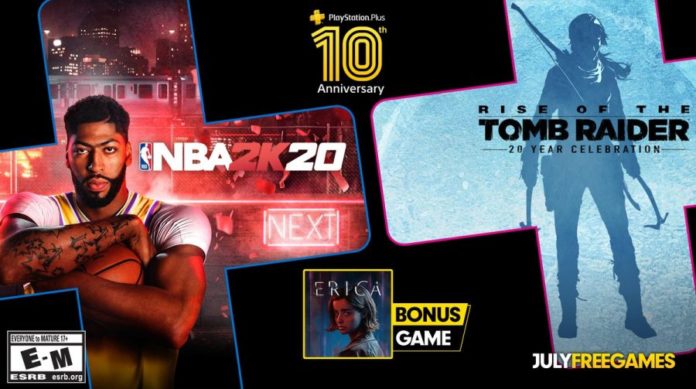 NBA 2K20, Erica e Rise of the Tomb Raider são os jogos gratuitos da PlayStation Plus de julho