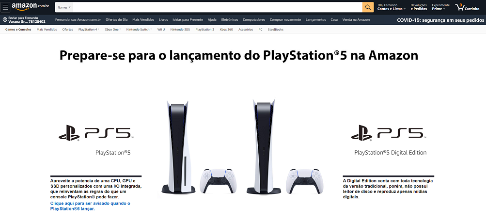 amazon brasil ps5