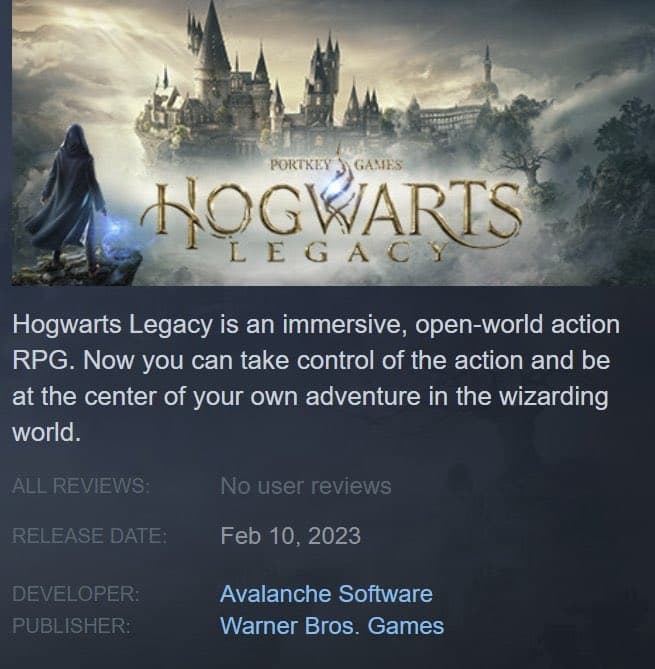 Página de Hogwarts Legacy na Steam deixou de exibir sua data de lançamento