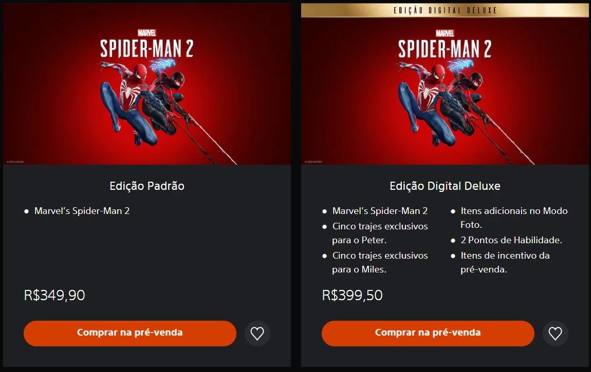 Pré-venda de Marvel's Spider-Man 2 já está disponível na PlayStation Store