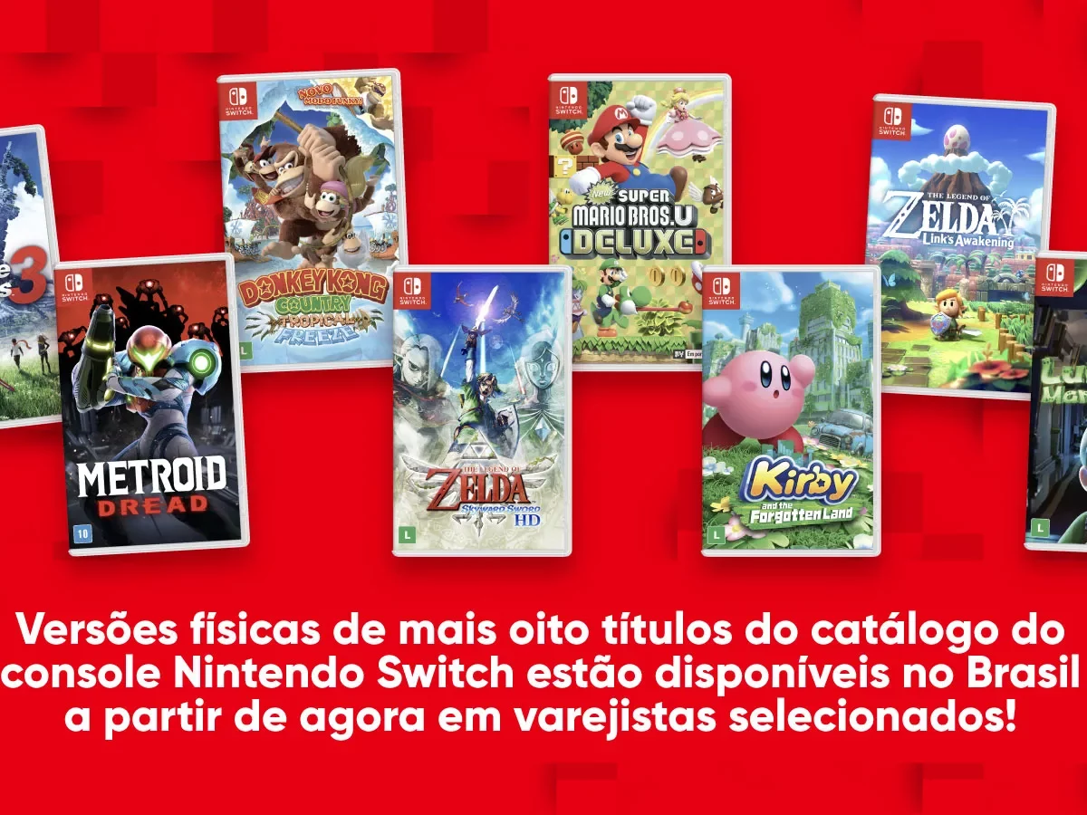 Nintendo traz 10 jogos físicos de Switch ao BR; veja lista